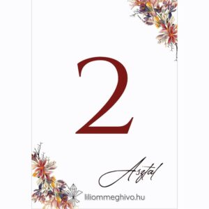 Írisz esküvői Asztalszám virágos digitális rajza