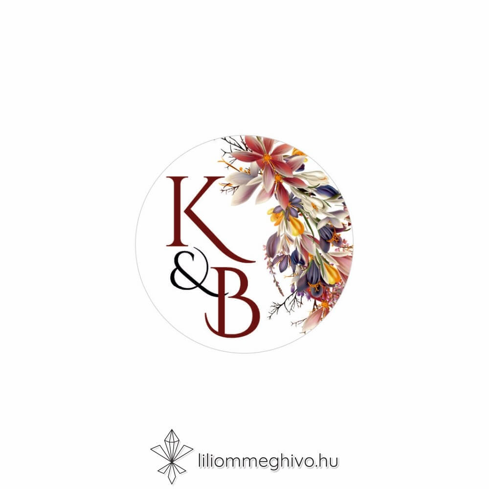 eskuvoi-matrica-kor-irisz-liliommeghivo Írisz esküvői matrica kör alakú monogramos digitális rajza