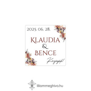 Írisz esküvői matrica négyzet alakú monogramos digitális rajza