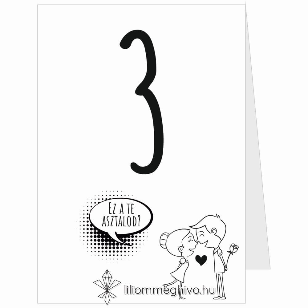 eskuvoi-asztalszam-ketoldalas-buborek-liliommeghivo Buborék esküvői asztalszám modern és képregényes hangulat fekete.fehér sátor alak