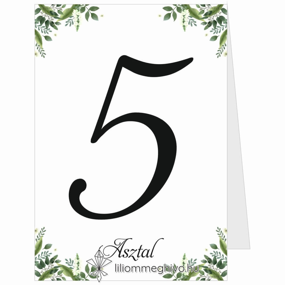 Tappancs esküvői asztalszám greenery minták egyoldalas verzió