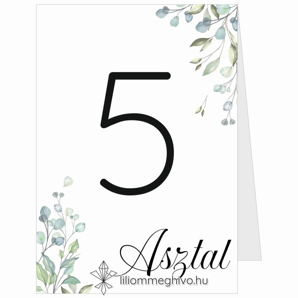 Zöldike esküvői asztalszám greenery hangulat zöld virágokkal sátor alak