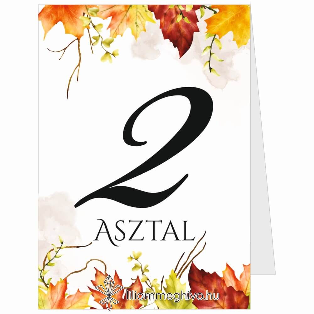 eskuvoi-asztalszam-sator-falevelek-liliommeghivo Falevelek esküvői Asztalszám képe sátor alak