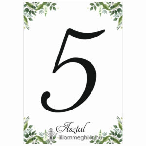 Tappancs esküvői asztalszám greenery minták egyoldalas verzió