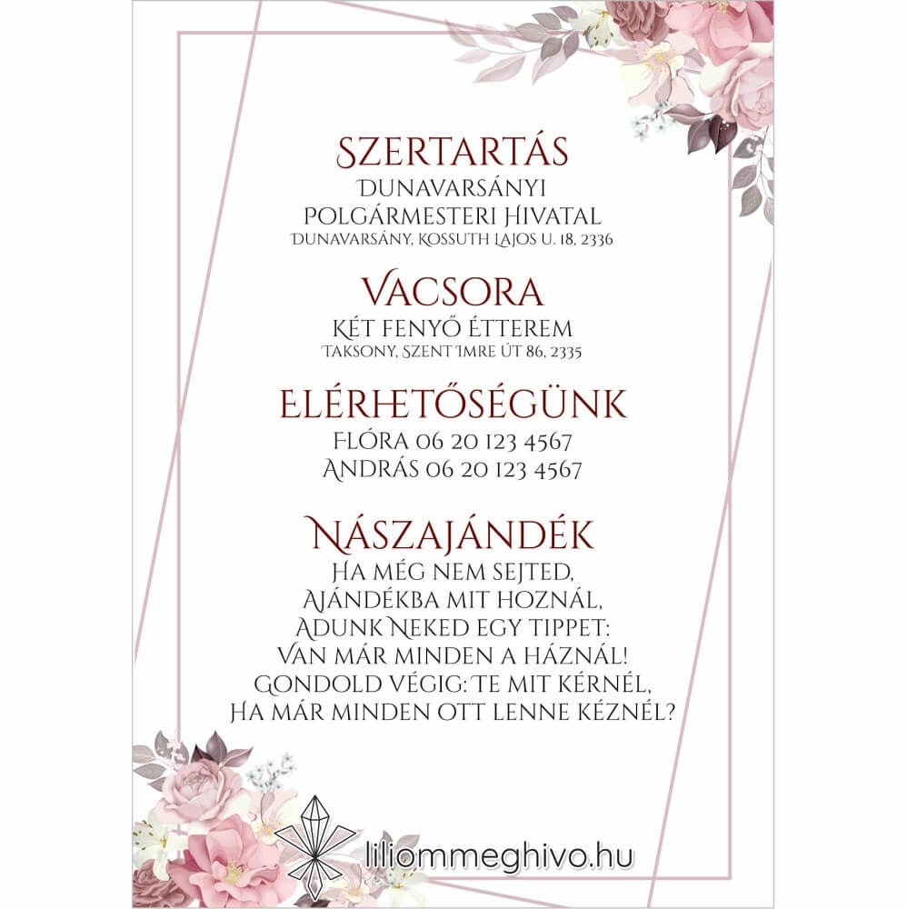 Mályva infókártya egyoldalas képe