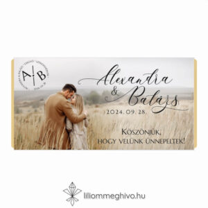 Kalligráfia csoki köszönetajándék fényképpel