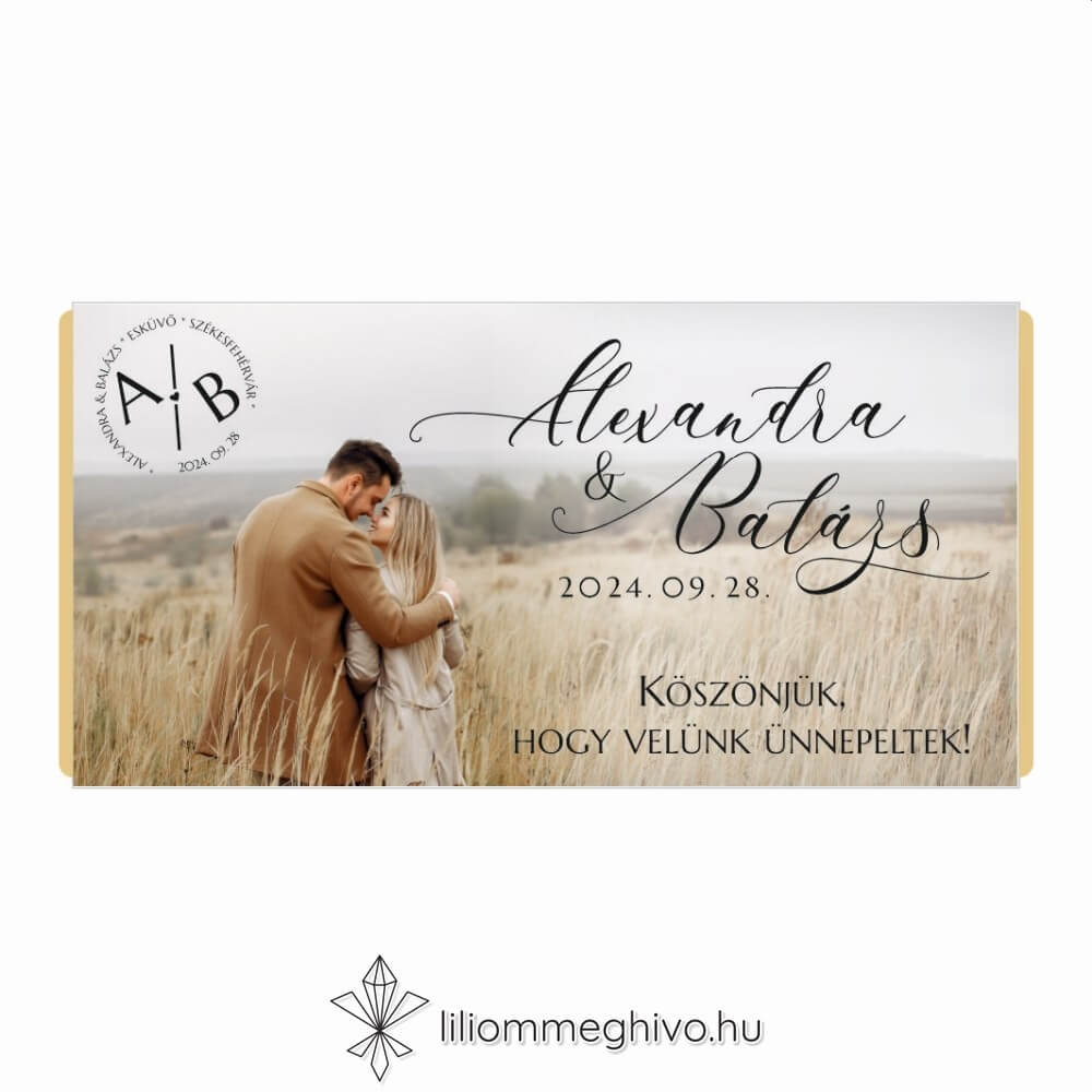 Kalligráfia csoki köszönetajándék fényképpel