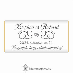 Sziámi csoki köszönetajándék stilizált cicával