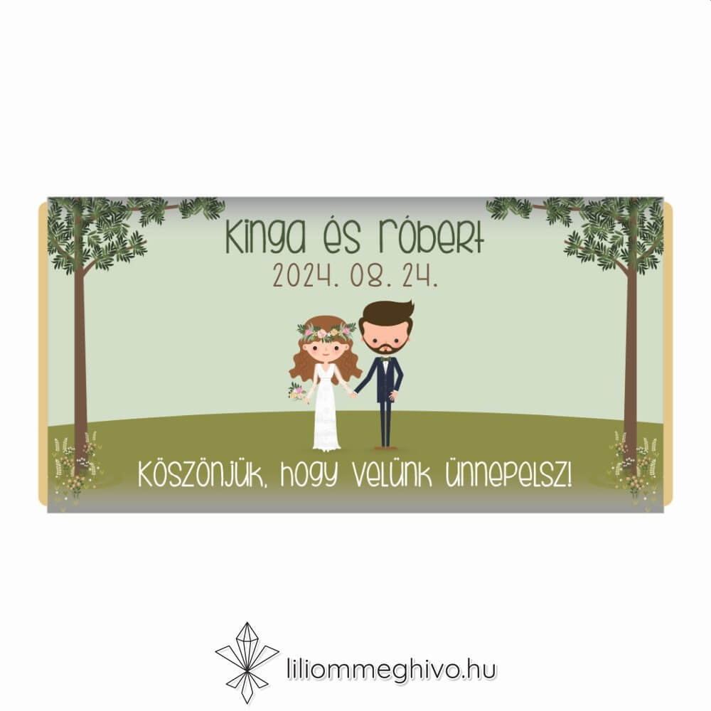 Tisztás csoki köszönetajándék rajzolt hangulat