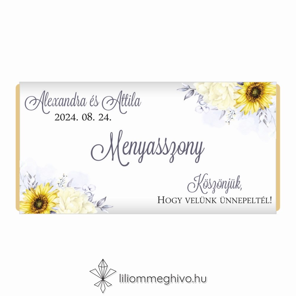 eskuvoi-koszonetajandek-csoki-ulteto-napraforgo-liliommeghivo Napraforgó csoki köszönetajándék és Ültetőkártya