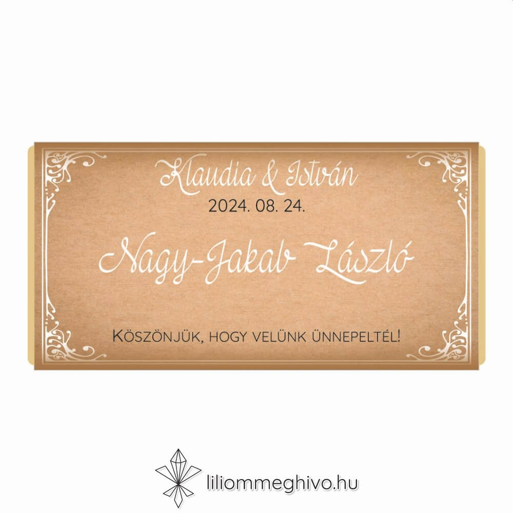 Falevelek csoki köszönetajándék és ültetőkártya vintage hangulat