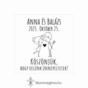 Buborék esküvői hűtőmágnes köszönetajándék modern és képregényes hangulat fekete.fehér egyoldalas verzió