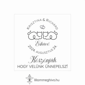 Rosegold esküvői Hűtőmágnes stilizált cicákkal