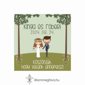 Tisztás esküvői Hűtőmágnes rajzolt hangulat