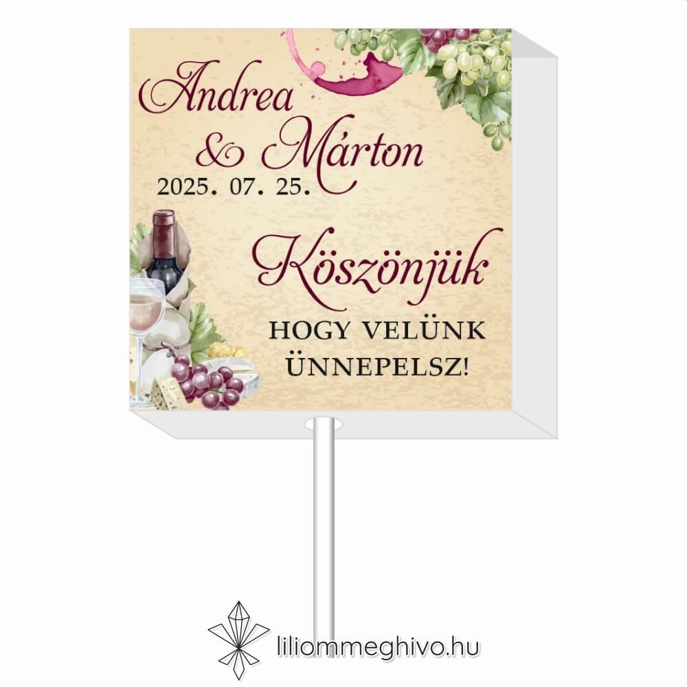 Borkóstoló esküvői köszönőajándék nyalóka vintage hangulat borfoltok