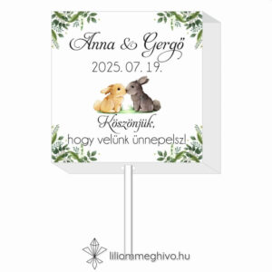 Tappancs esküvői nyalóka köszönőajándék greenery minta nyuszikkal