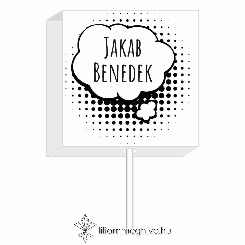 eskuvoi-koszonetajandek-nyaloka-ulteto-buborek-liliommeghivo Buborék esküvői nyalóka köszönetajándék és ültetőkártya modern és képregényes hangulat fekete-fehér