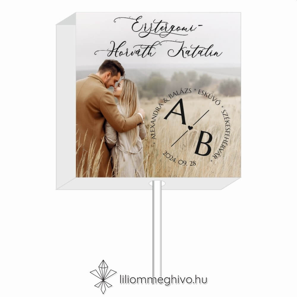 Kalligráfia nyalóka köszönetajándék és ültetőkártya fényképpel