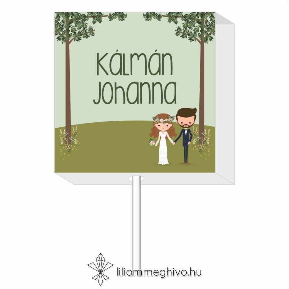 Tisztás nyalóka köszönetajándék és ültetőkártya rajzolt hangulat