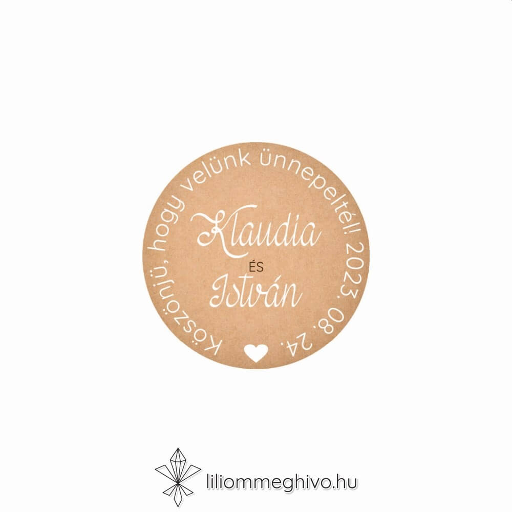 Papirusz esküvői matrica kör alak vintage hangulat