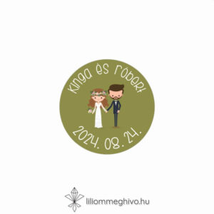 Papirusz esküvői matrica kör alak rajzolt hangulat