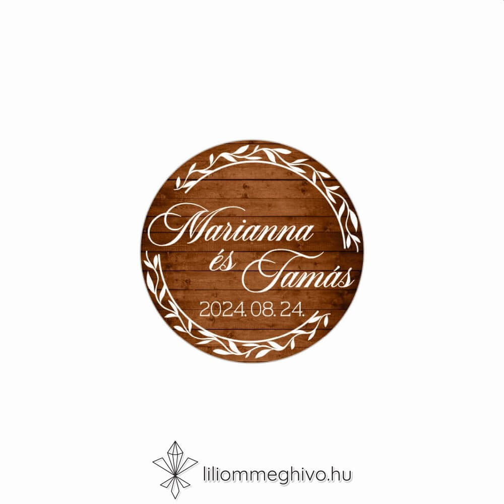 Pajta festett deszkás esküvői kör matrica