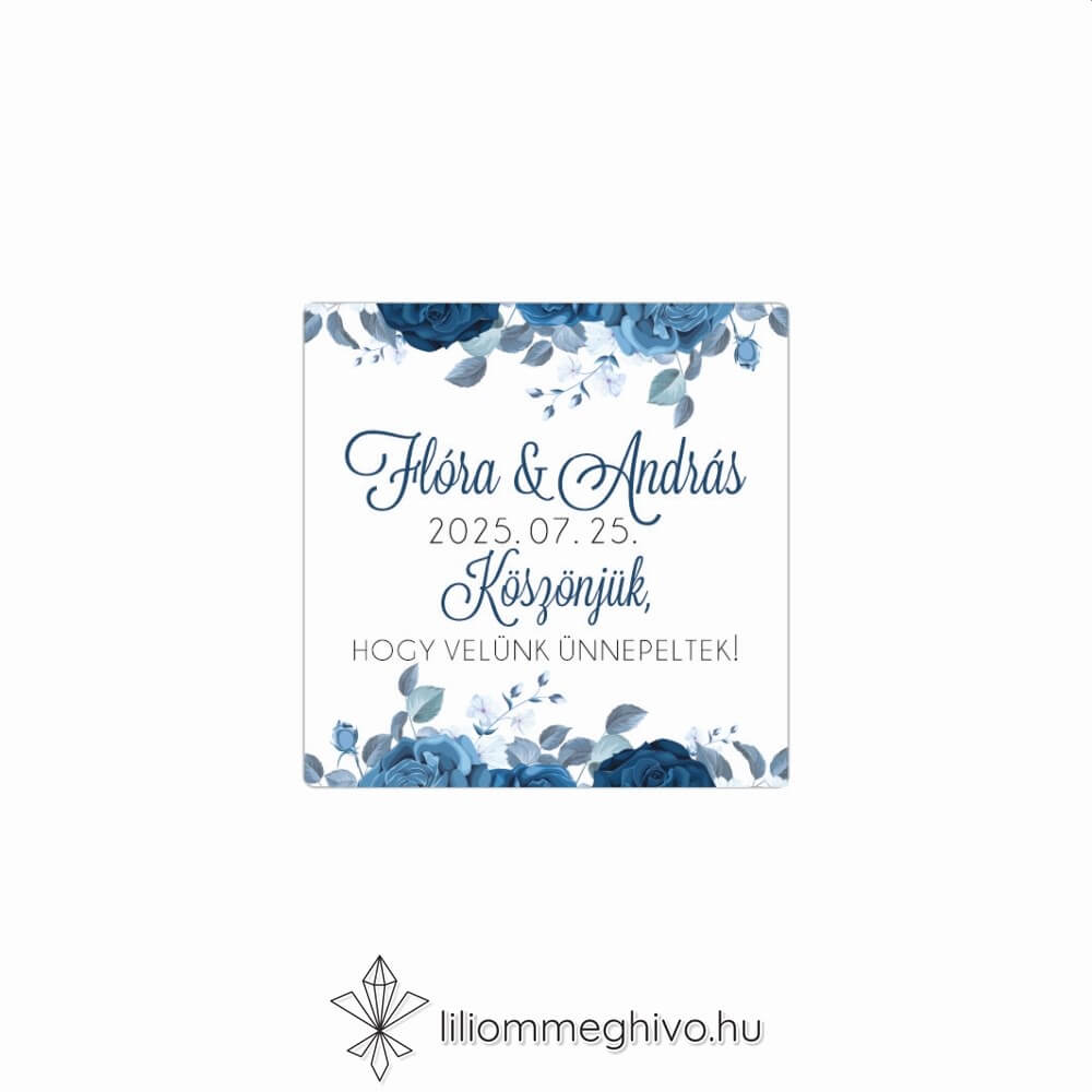 eskuvoi-matrica-negyzet-ejfel-liliommeghivo Éjfél esküvői matrica téli hangulat kék virágokkal négyzet alak