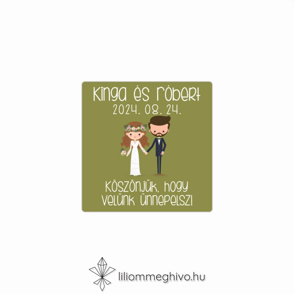 Papirusz esküvői matrica négyzet alak rajzolt hangulat