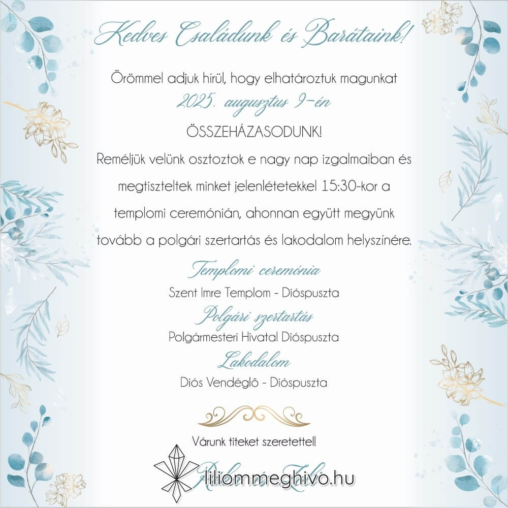 eskuvoi-meghivo-negyzet-jegvirag-liliommeghivo Jégvirág esküvői meghívó téli esküvőre kék virágok arany minták négyzetes verzió