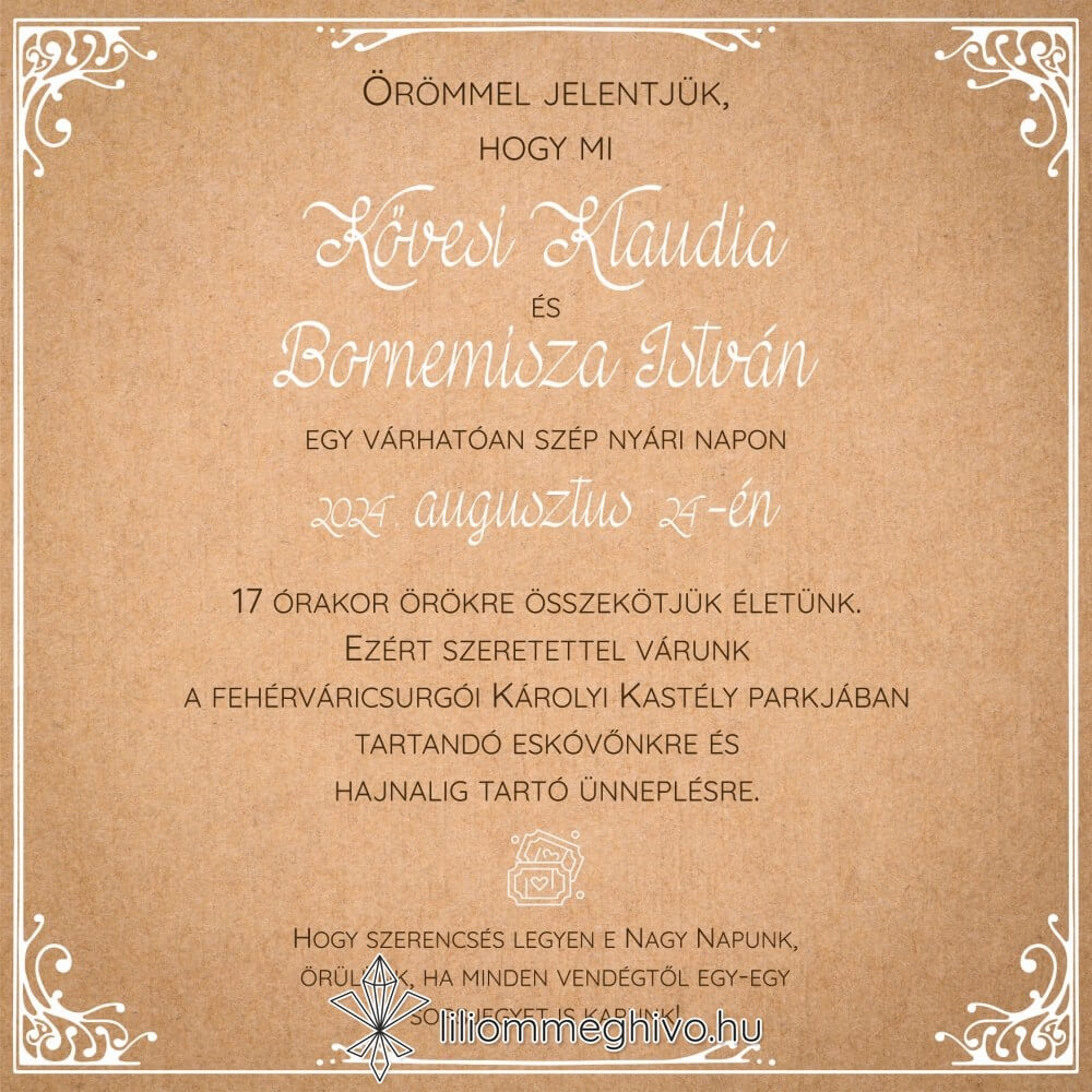 Geometrikus stílusú fényképes Rosegold meghívóm négyzetes változata