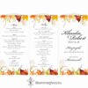 Falevelek esküvői menüháromszög sárga levelekkel