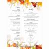 Falevelek esküvői kétoldalas menükártya sárga levelekkel