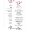 Mályva esküvői kétoldalas menükártya virágokkal