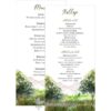 Hársliget esküvői kétoldalas menükártya zöld fákkal