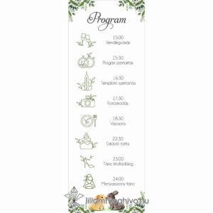 Tappancs esküvői programkártya greenery minta nyuszikkal