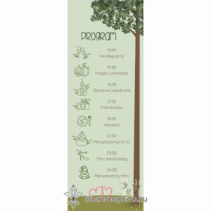 Tisztás esküvői programkártya rajzolt hangulat egylapos változat