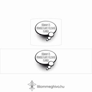 Buborék esküvői szalvétagyűrű modern és képregényes hangulat fekete-fehér