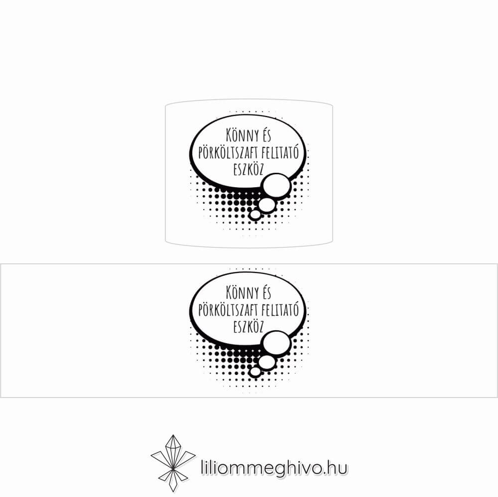 Buborék esküvői szalvétagyűrű modern és képregényes hangulat fekete-fehér