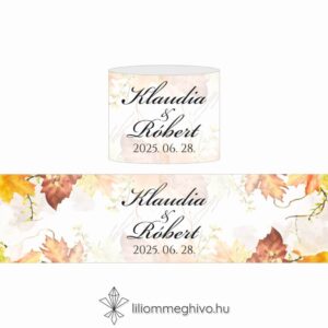 Napraforgó esküvői szalvétagyűrű színes levelekkel