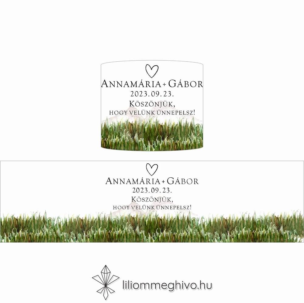 Hársliget esküvői szalvétagyűrű zöld fákkal