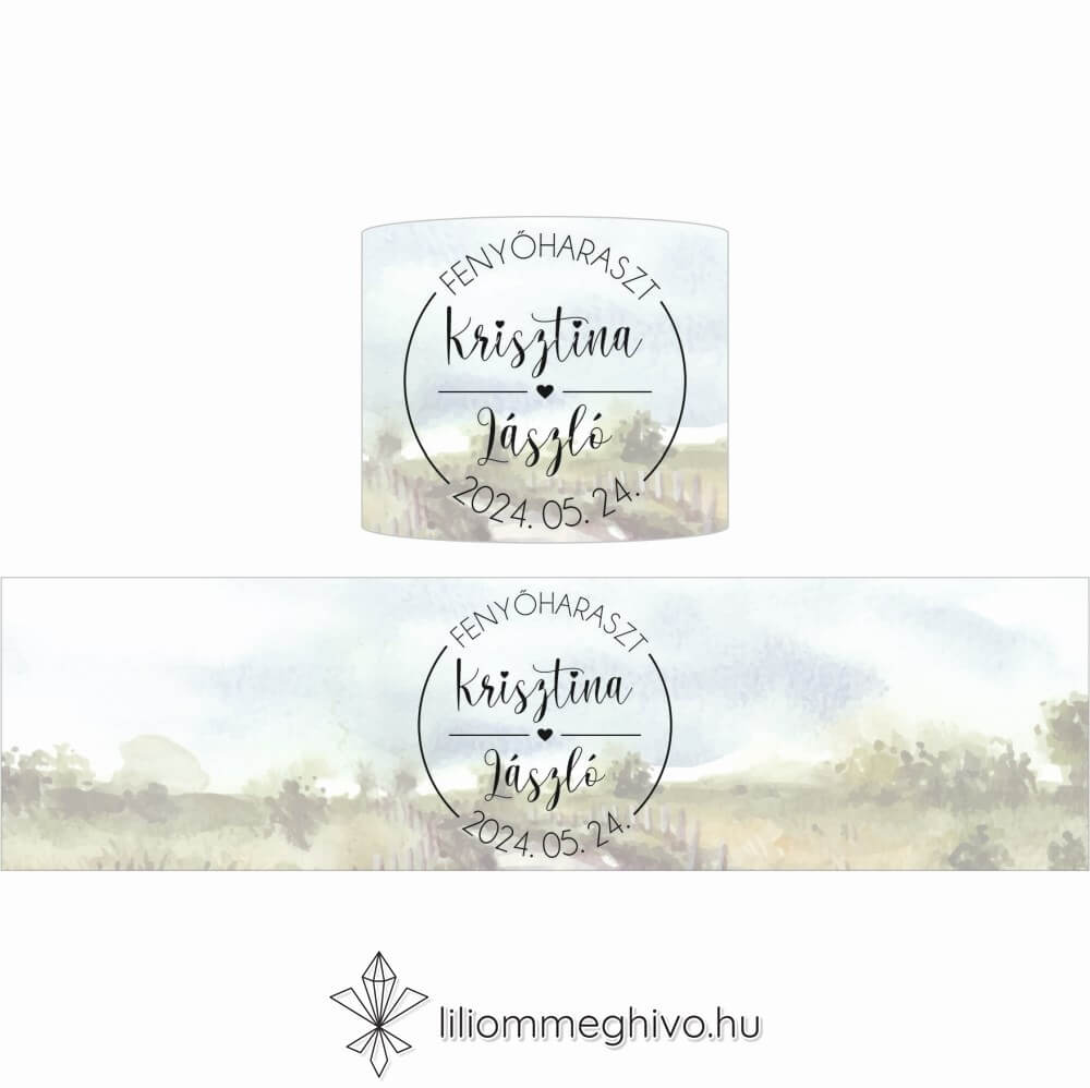 Ösvény esküvői szalvétagyűrű festett és utazós hangulat
