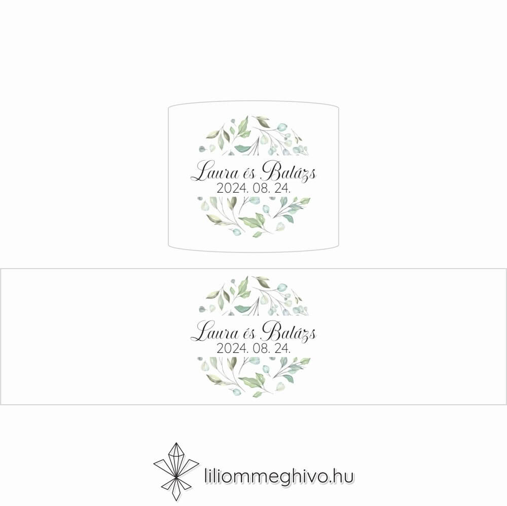 Zöldike esküvői szalvétagyűrű greenery hangulat zöld virágokkal