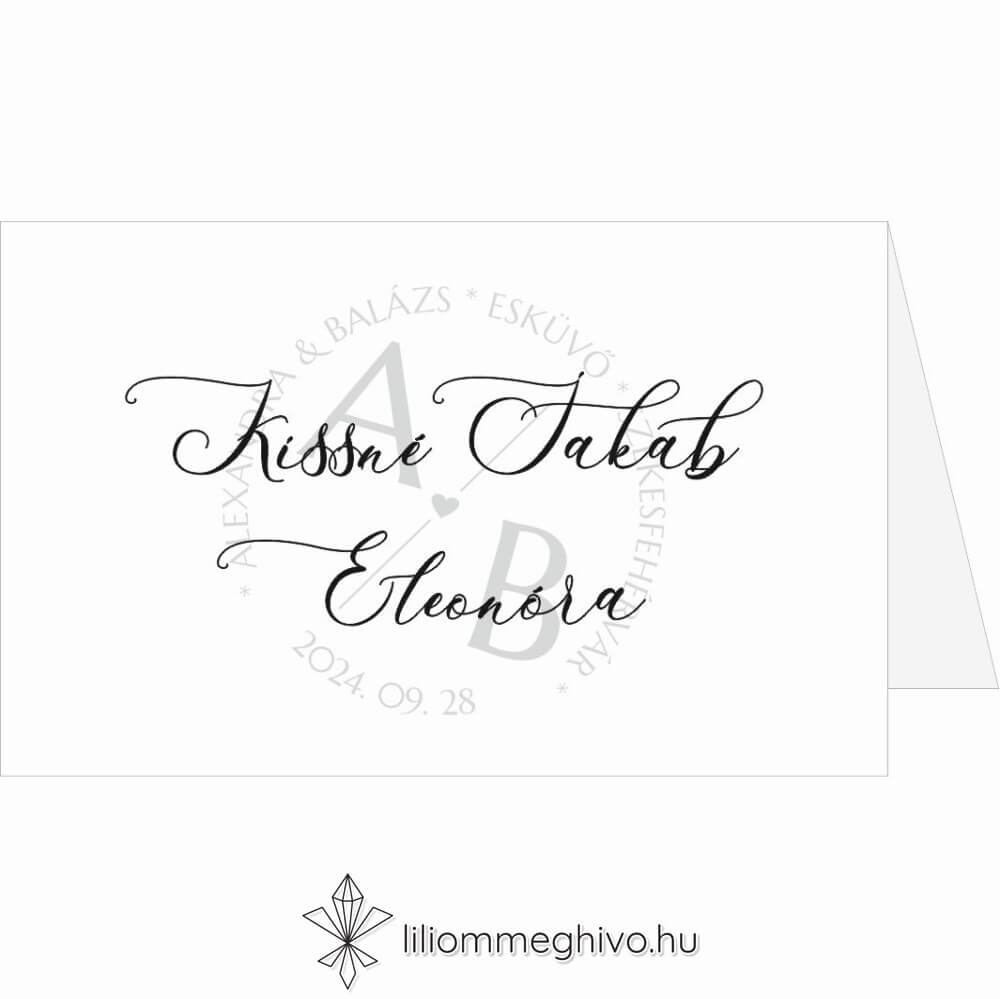 Kalligráfia ültetőkártya sátor alakú változat modern hangulat