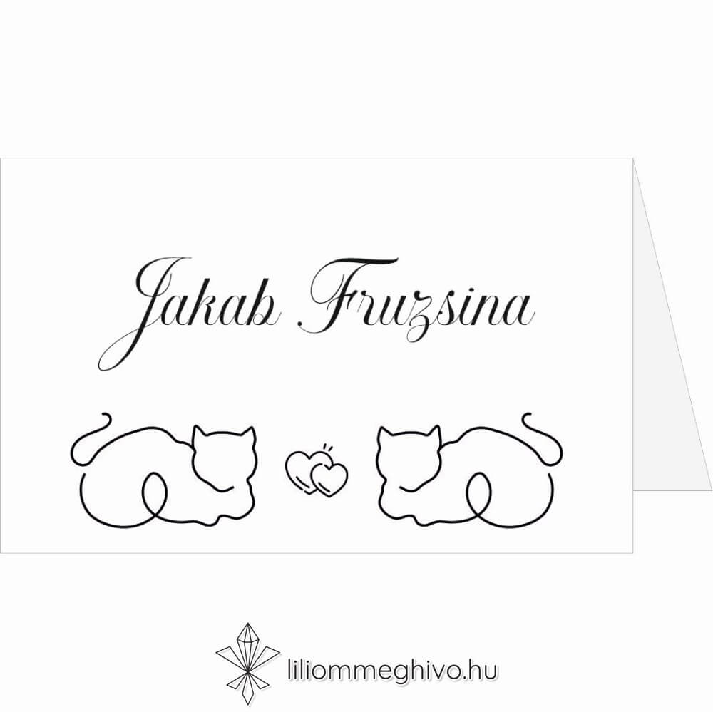 Sziámi ültetőkártya sátor alakú változat stilizált cicákkal