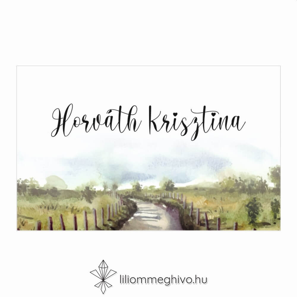 Ösvény ültetőkártya festett és utazós hangulat egyoldalas változat