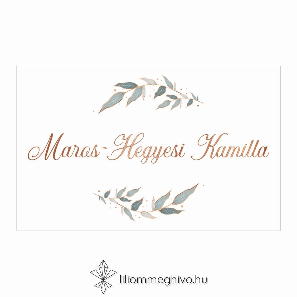Rosegold ültetőkártya egyoldalas változat modern hangulat