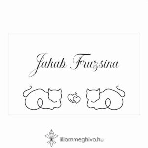 Sziámi ültetőkártya egyoldalas változat stilizált cicákkal