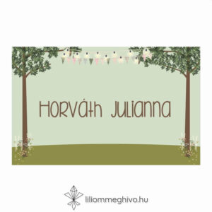 Tisztás ültetőkártya egyoldalas változat rajzolt hangulat