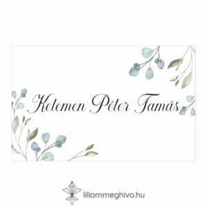 Zöldike ültetőkártya greenery hangulat zöld virágokkal egyoldalas változat