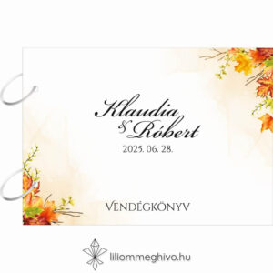 Falevelek esküvői vendégkönyv fém kapcsokkal színes levelekkel